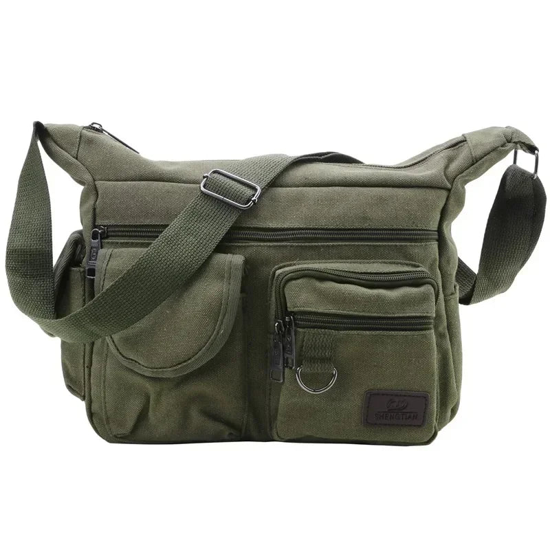 Large Capacity Canvas Crossbody Messenger Tote Bag for Men
