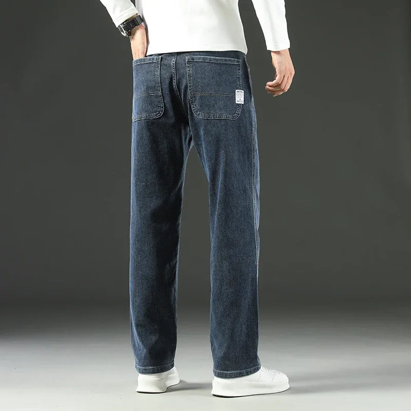Men Business Casual Wide Leg Jeans
