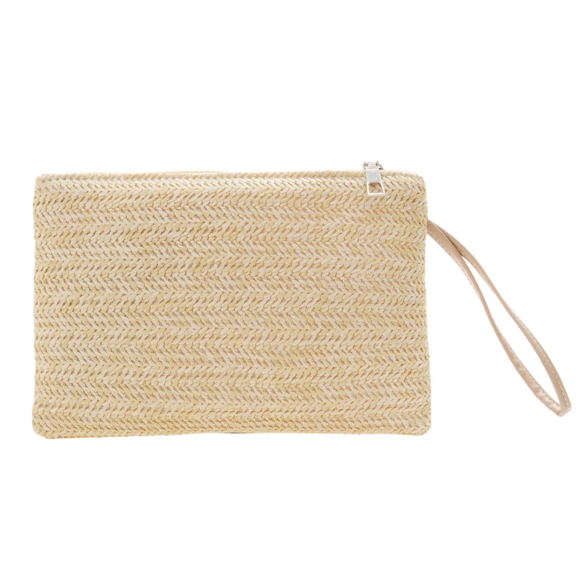 Woven Straw Wristlet Clutch Wallet for Women