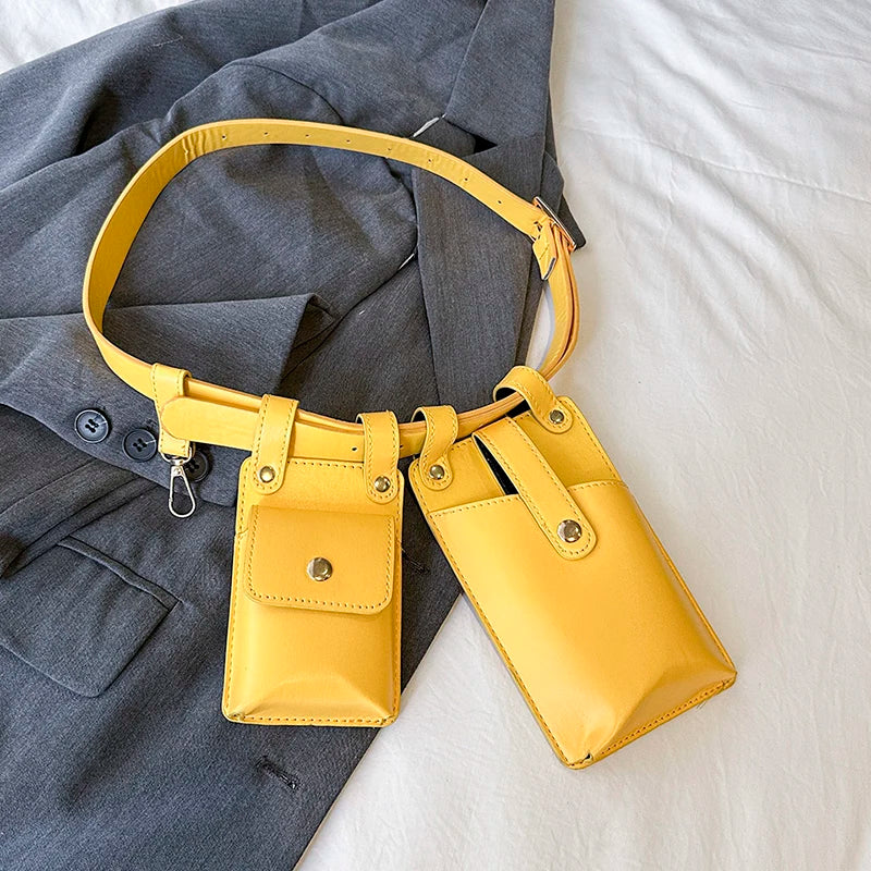 Candy Color Leather Waist Crossbody Fanny Pack for Women