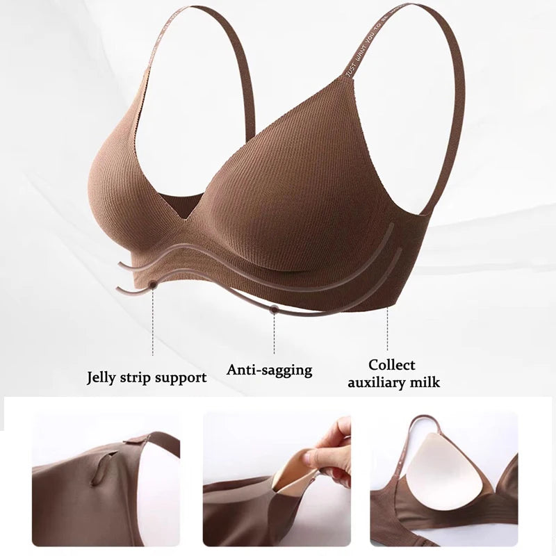 Seamless Deep V Push Up Wireless Bralette for Women