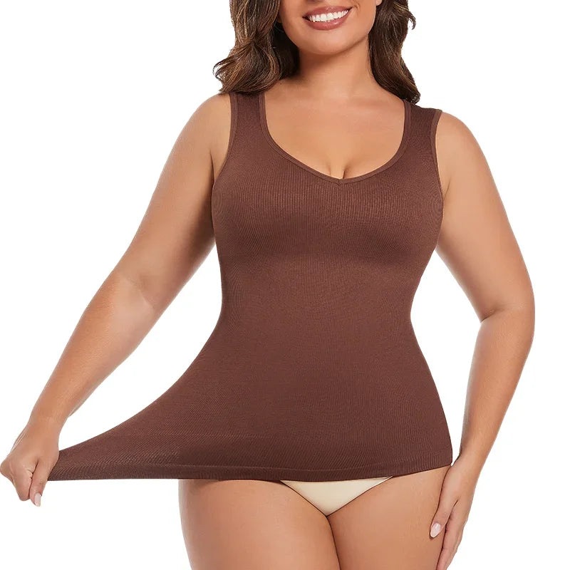 V Neck Compression Tank Top Shapewear for Women