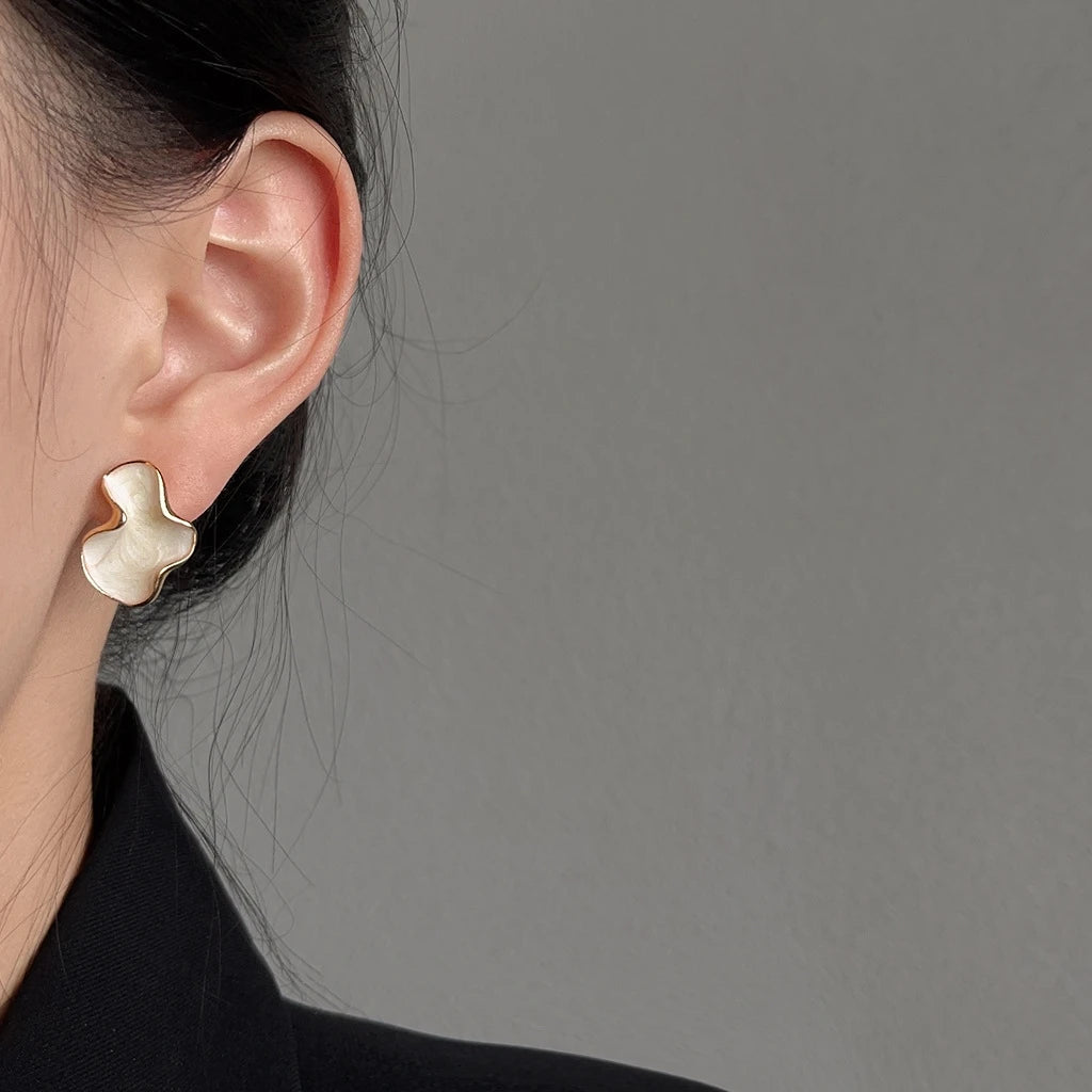 Women Abstract Cloud Color Stud Earrings Minimal Fashion Jewelry