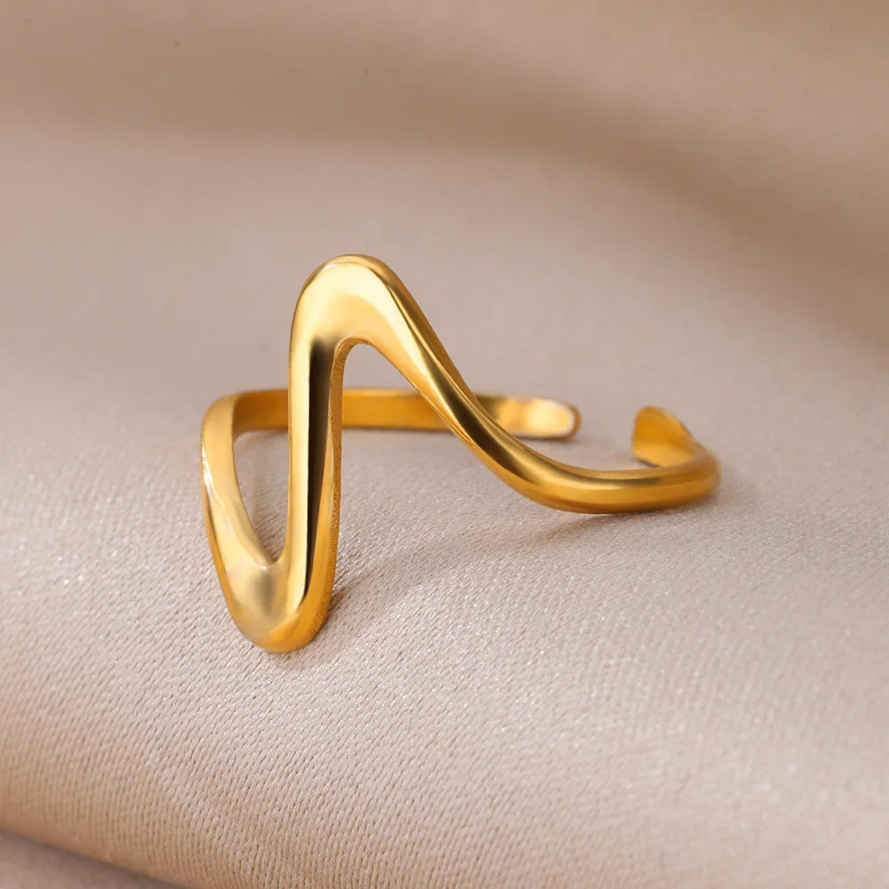 Women Stainless Steel Open Ring Waterproof Fashion Jewelry