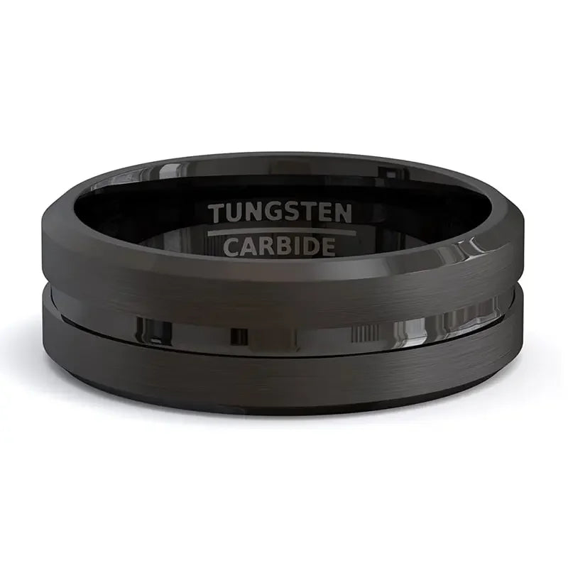 Men Groove Matte Stainless Steel Ring