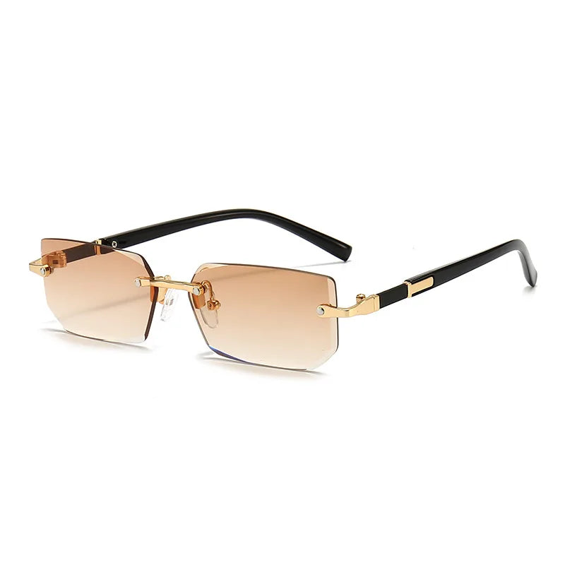 Men Rimless Rectangle Fashion Sunglasses Shades