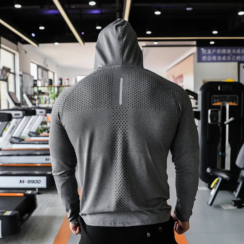 Men Long Sleeve Hooded Workout Sweatshirt
