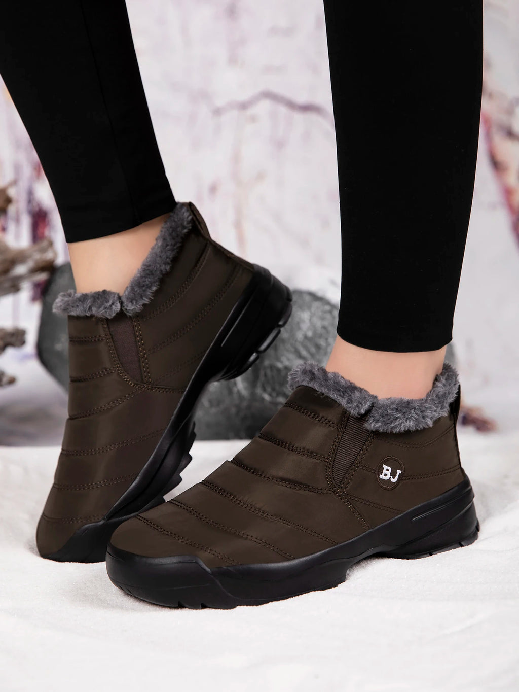 Men's Snow Boots, Winter Warm Shoes, Fuzzy Lining Windproof Hiking Boots, Winter Insulated Shoes, Fuzzy Lining Windproof Hiking Boots