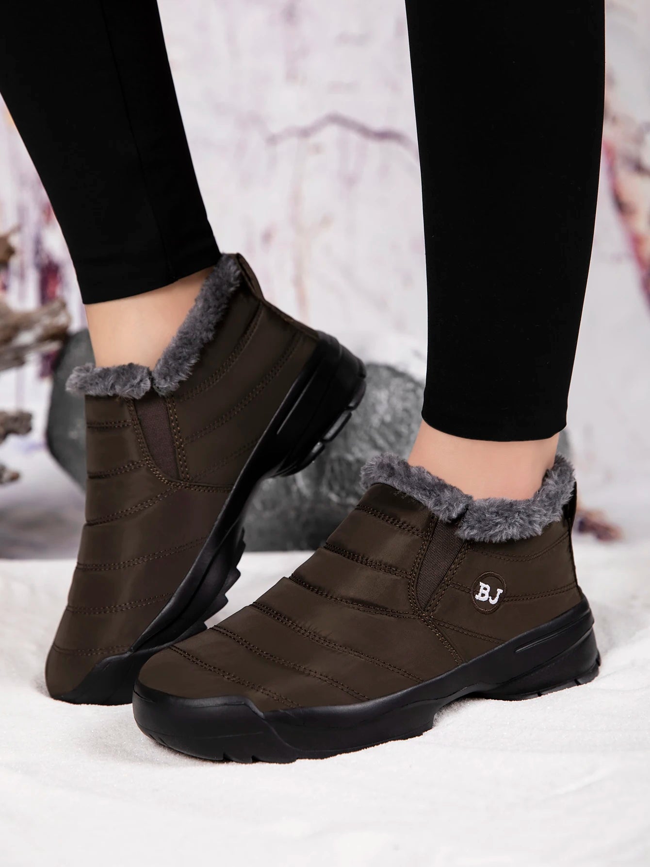 Men's Snow Boots, Winter Warm Shoes, Fuzzy Lining Windproof Hiking Boots, Winter Insulated Shoes, Fuzzy Lining Windproof Hiking Boots