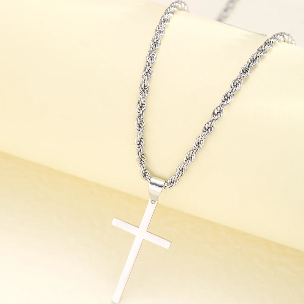 Men Stainless Steel Cross Pendant Necklace