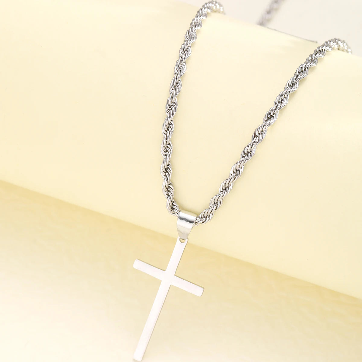 Men Stainless Steel Cross Pendant Necklace