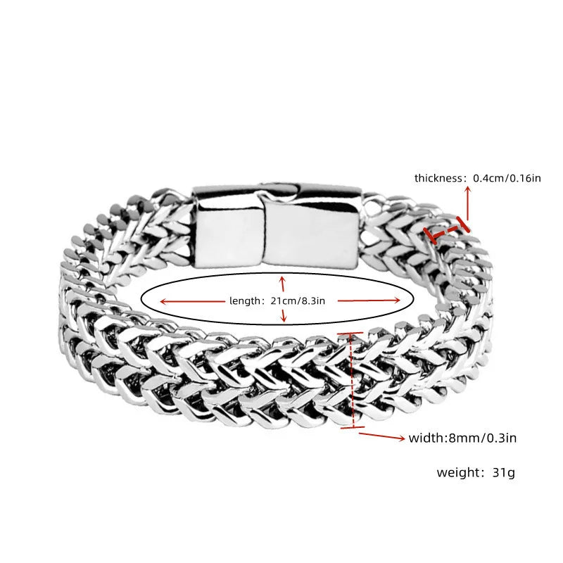 Men Stainless Steel Fish Scale Magnetic Bracelet