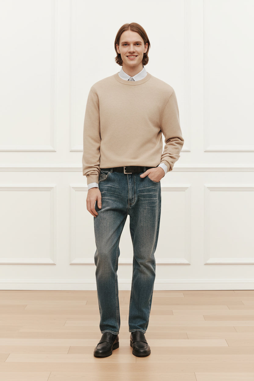 Men Cashmere Blend Crew Neck Sweater