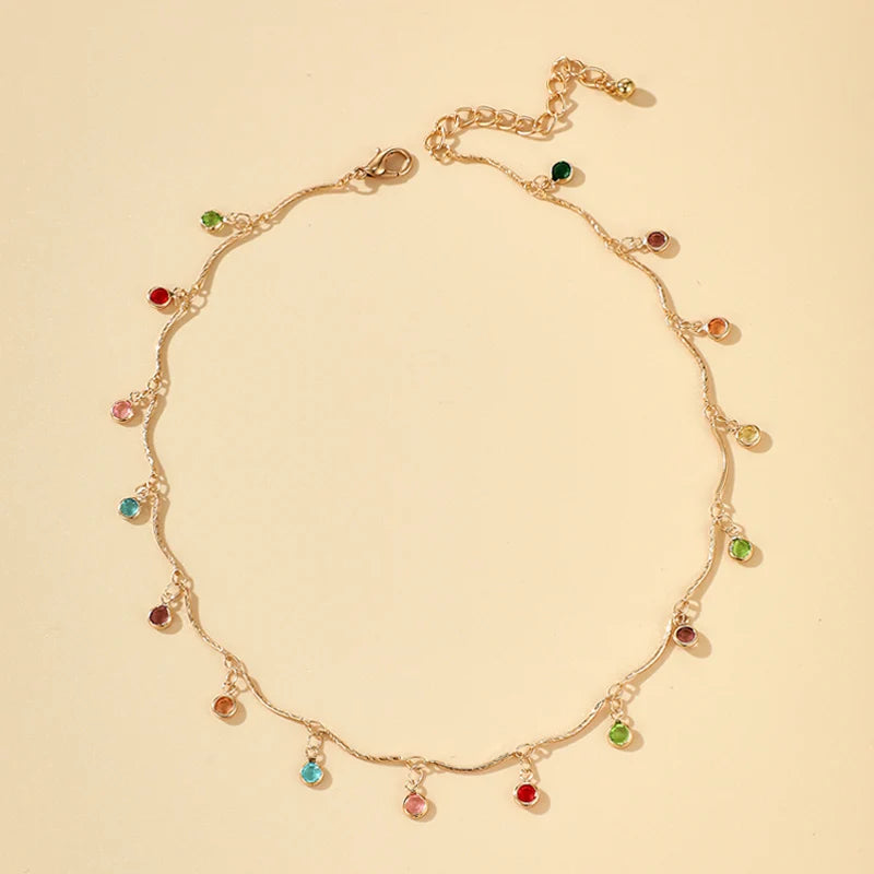 Women Candy Color Tassel Pendant Choker Necklace