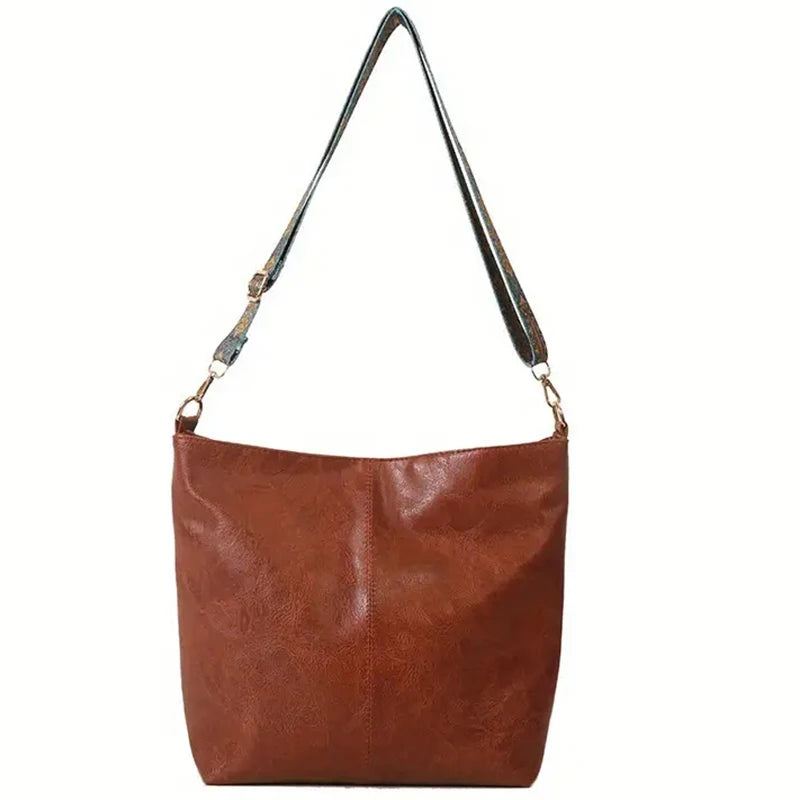 Solid Color Zipper Tote Shoulder Bag for Women