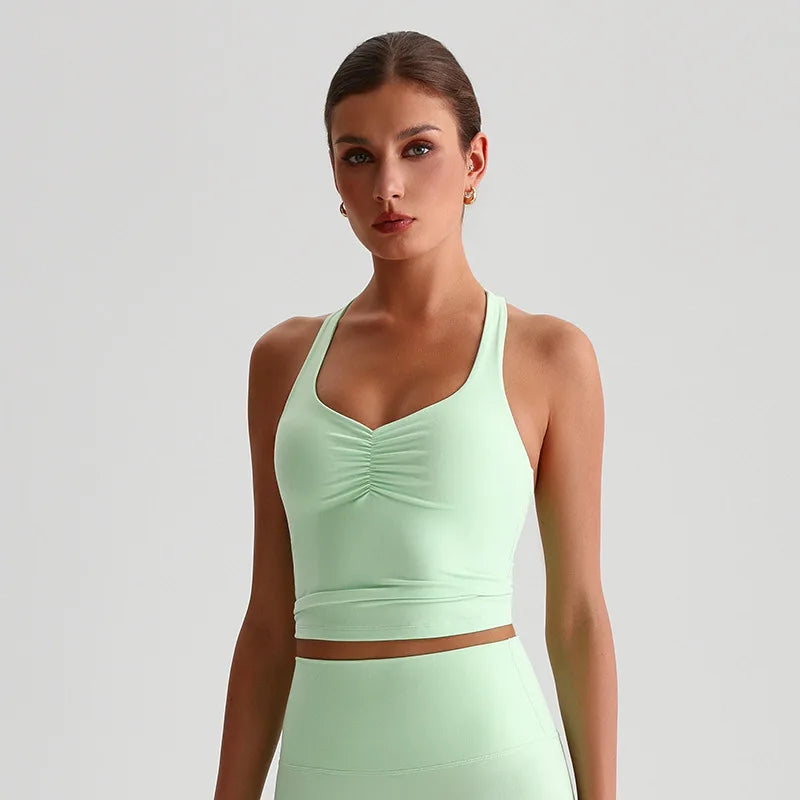 Women Cross Back High Impact Padded Fitness Top
