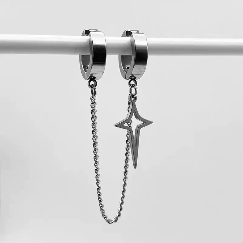 Men Minimalist Star Clip On Earrings