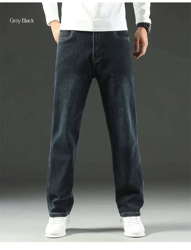 Men Business Casual Wide Leg Jeans