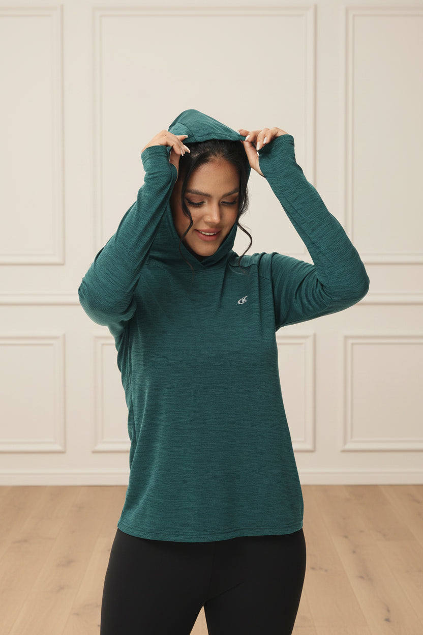 Women Lightweight Hooded Rash Guard Top