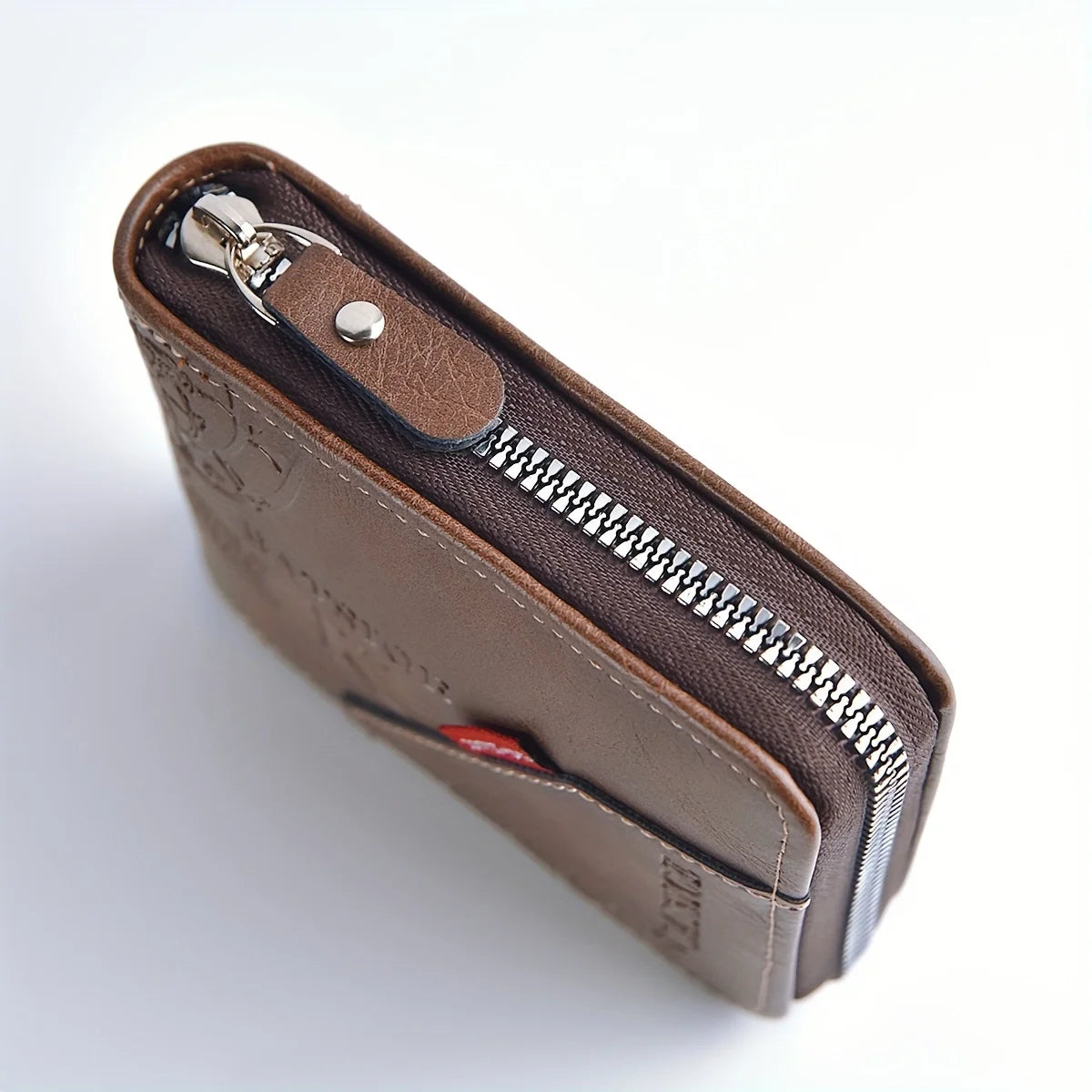 PU Leather Zipper Coin Card Holder Wallet for Men