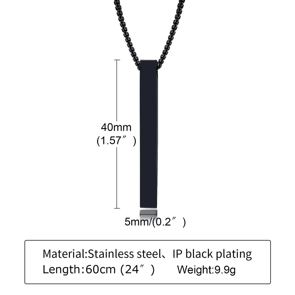 Men Stainless Steel Bar Pendant Necklace