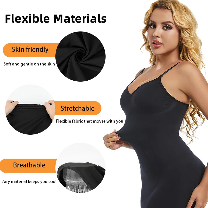 V Neck Tummy Control Shapewear Slip Dress for Women