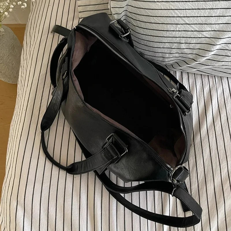 Vintage Leather Tote Shoulder Bag for Women