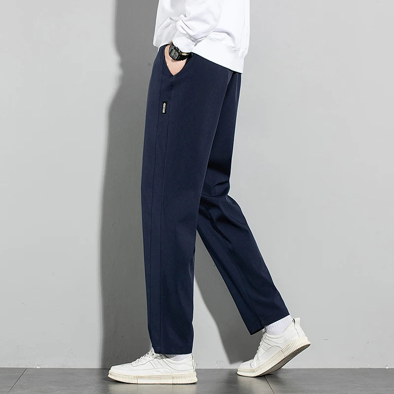 Men Ice Silk Straight Leg Casual Pants Breathable Sweatpants