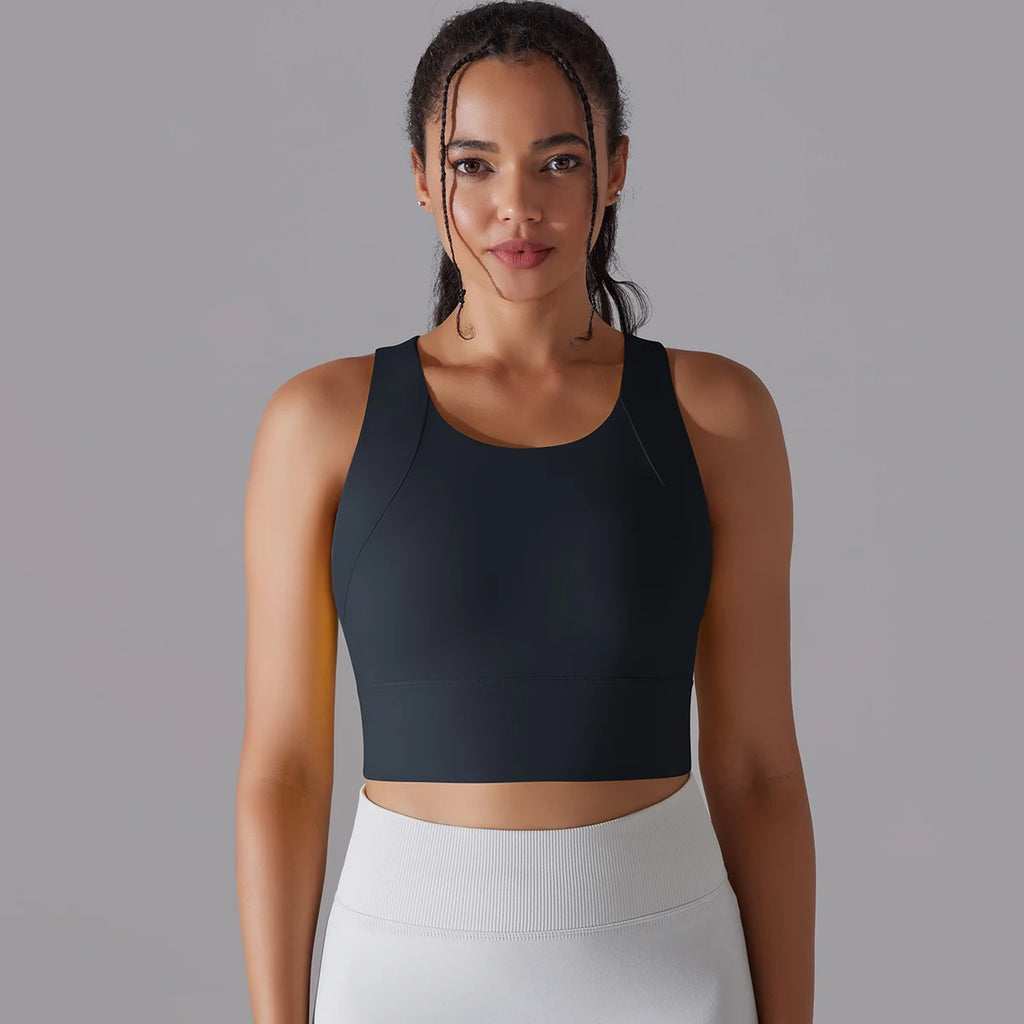Women Nylon Sports Elastic Crop Top
