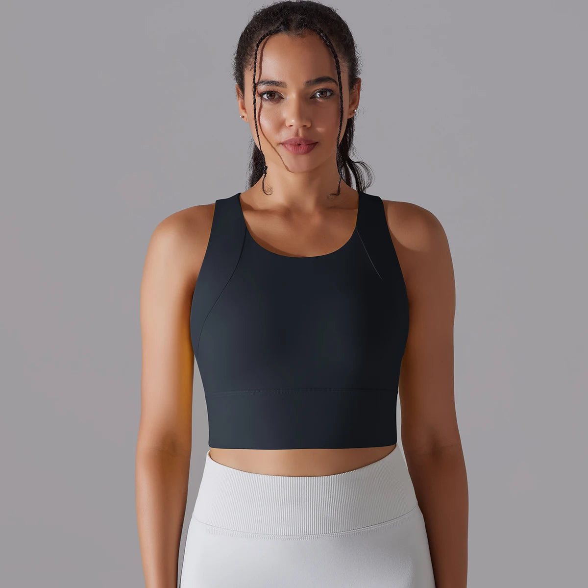Women Nylon Sports Elastic Crop Top