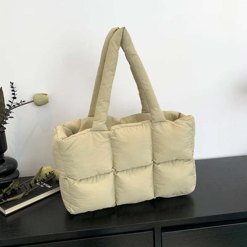 Quilted Plaid Large Capacity Tote Shoulder Bag for Women