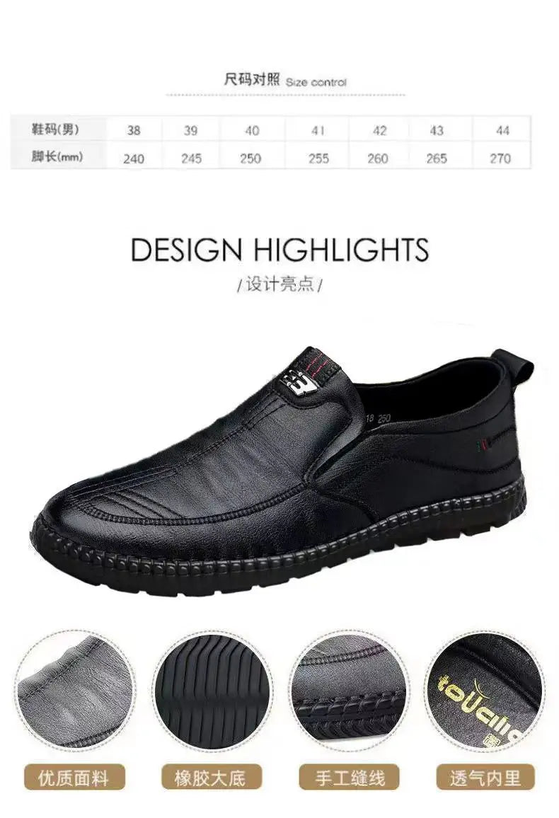 Men Non Slip Walking Leather Loafers