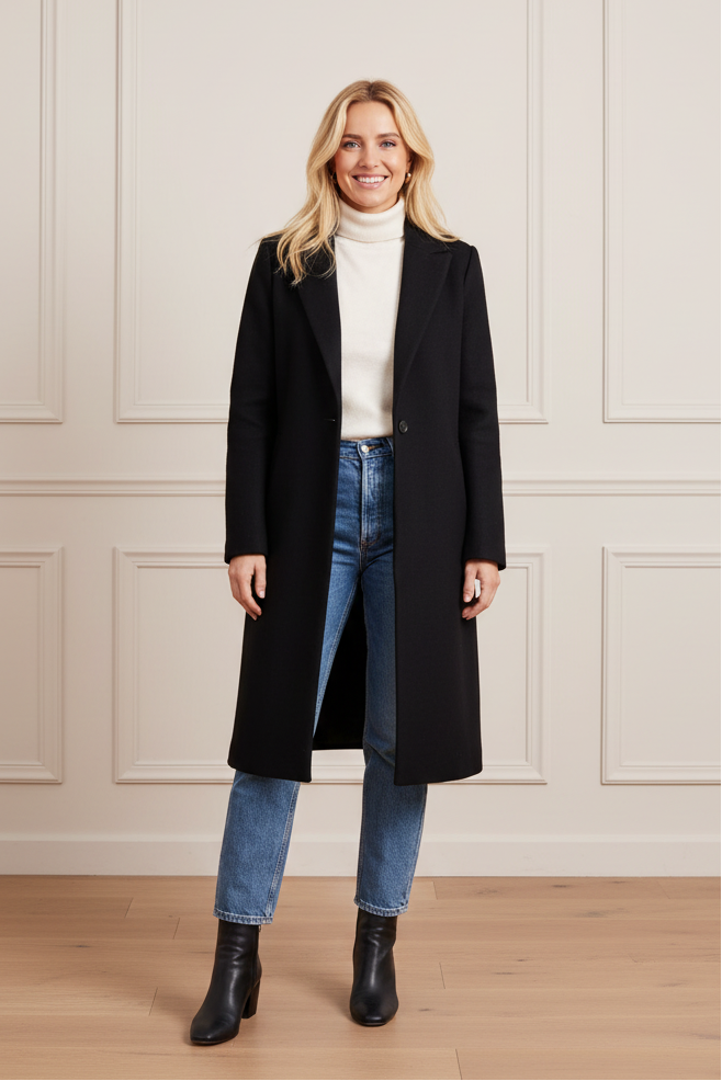 Women Open Front Long Trench Coat