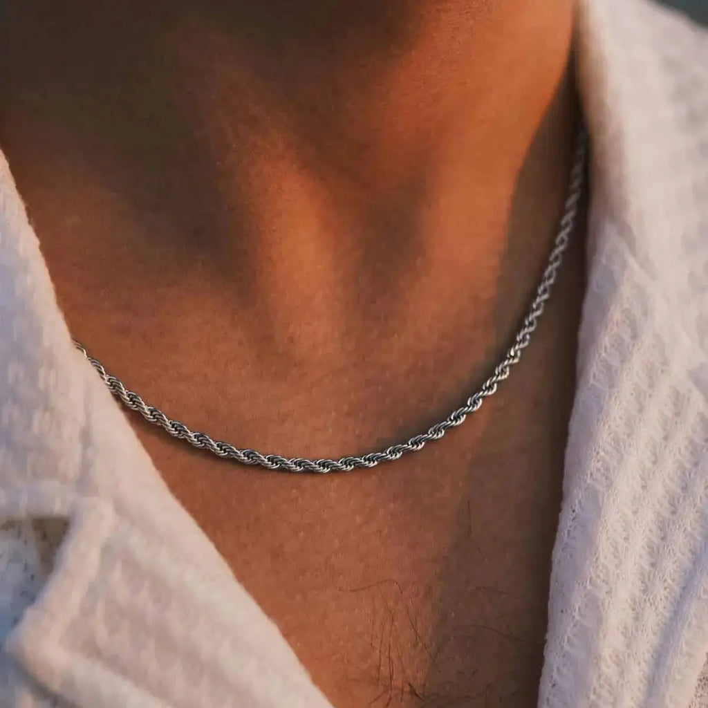Men Twisted Rope Chain Necklace Jewelry