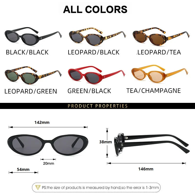 Women Vintage Small Oval Retro Fashion Sunglasses