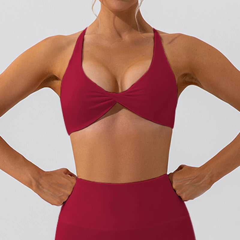 Women Crease Sports Bra Breathable Yoga Fitness Top