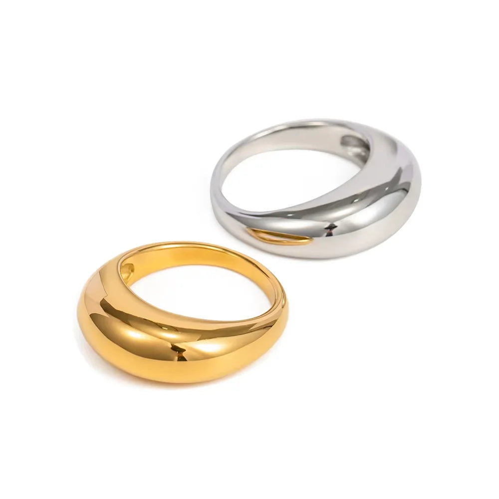 Women Simple Stainless Steel Arc Geometric Ring Jewelry