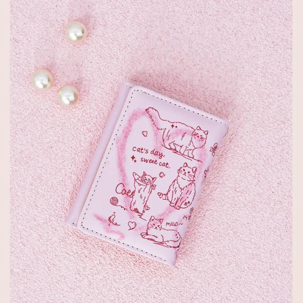 Large Capacity Cat Print Wrist Wallet for Women