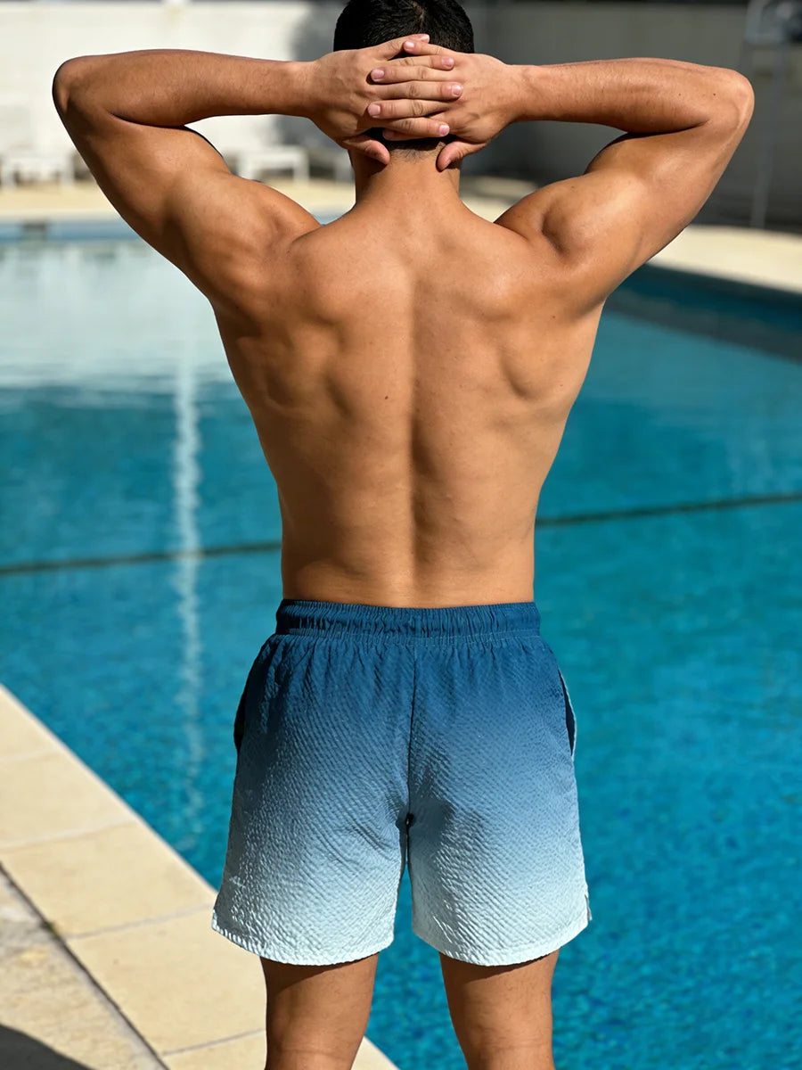 Men Printed Swim Trunks with Zipper Pockets