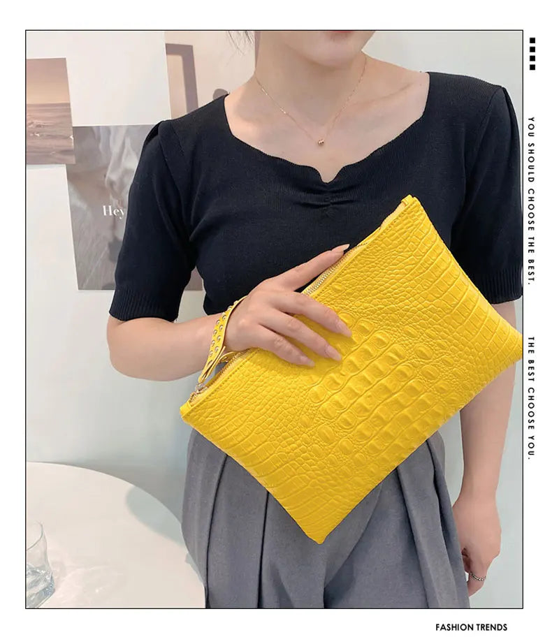 PU Leather Envelope Clutch Wristlet Bag for Women