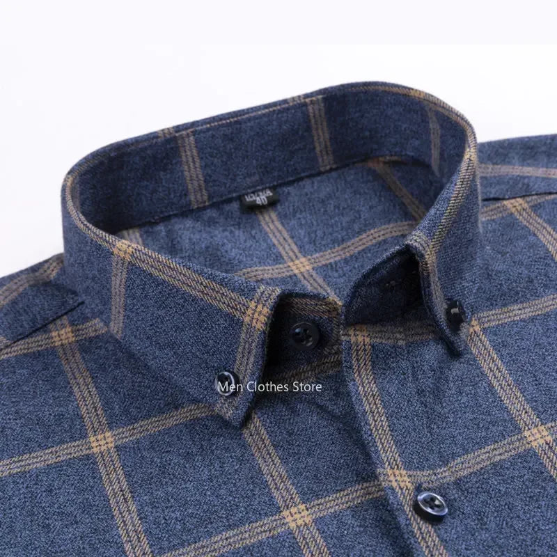 Men’s Cotton Plaid Long Sleeve Shirt