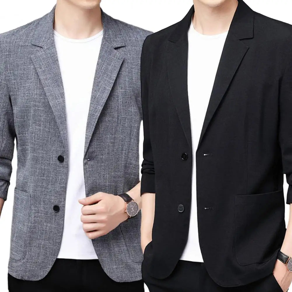 Men Linen Slim Fit Casual Blazer Jacket