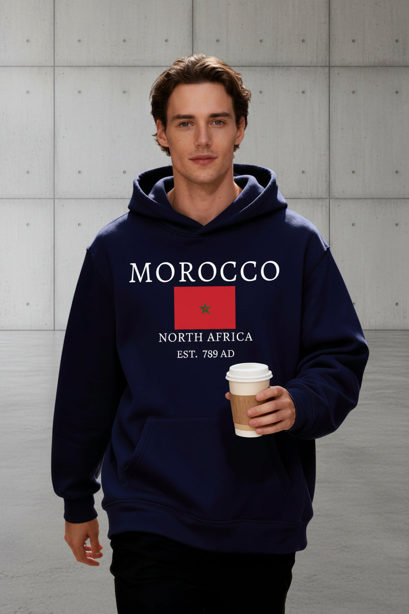 Men Morocco Graphic Fleece Pullover Hoodie