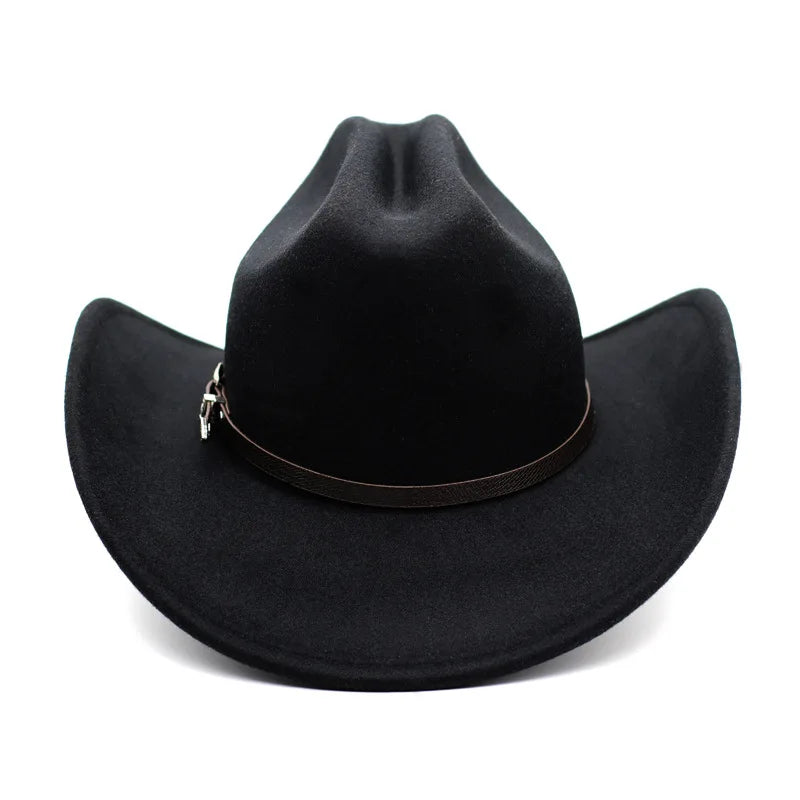 Men Vintage Western Cowboy Wide Brim Hat