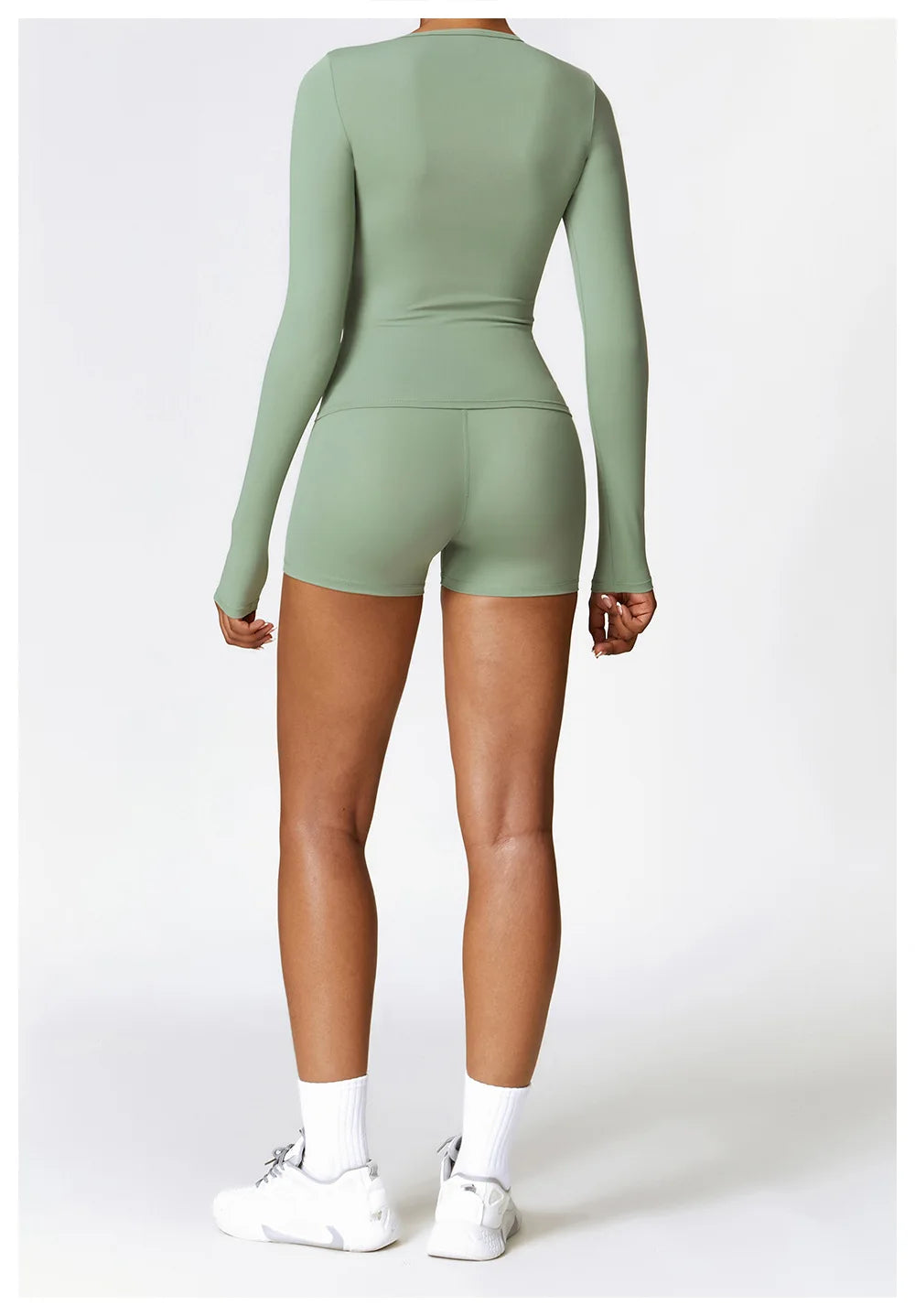 Women Long Sleeve Crop Yoga Top Quick Dry Fitness Shirt