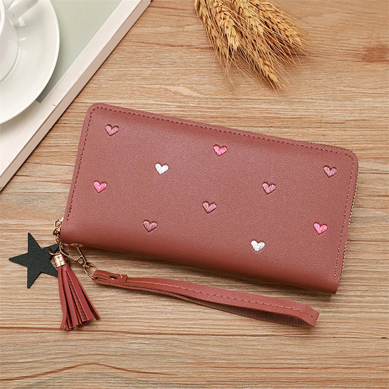 Luxury Heart Design Long Wrist Wallet for Women