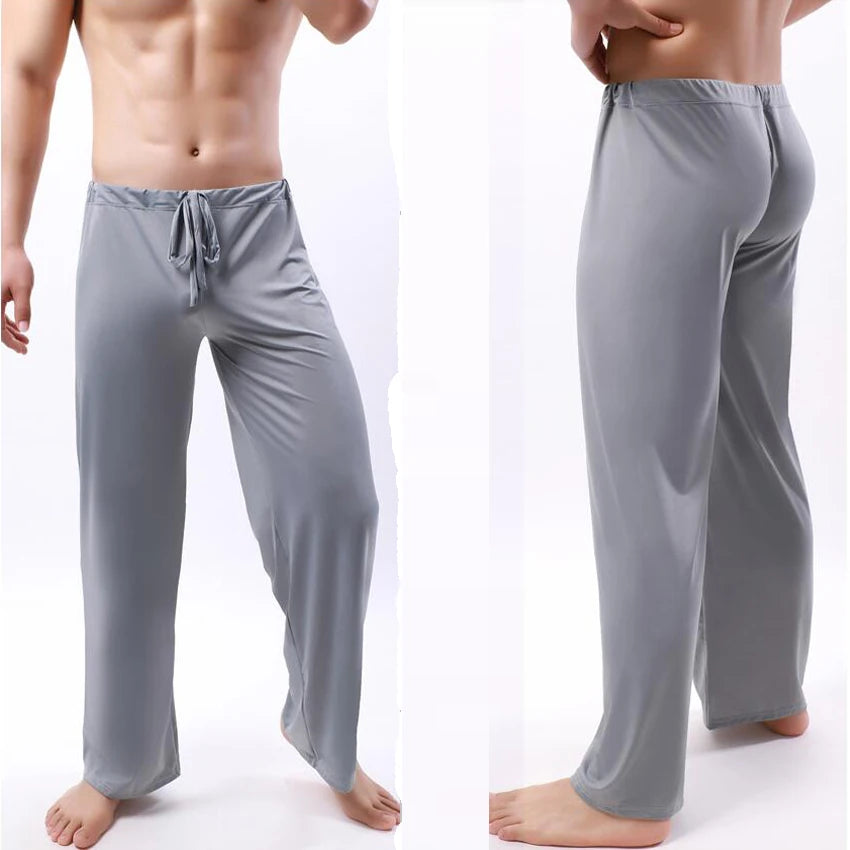 Men Ice Silk Pajama Pants Soft Breathable Sleepwear Trousers