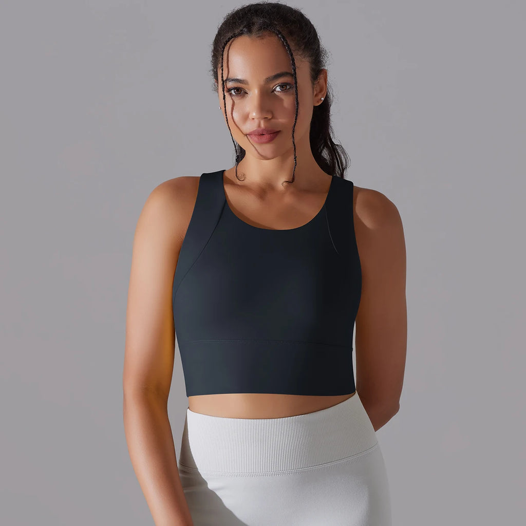 Women Nylon Sports Elastic Crop Top