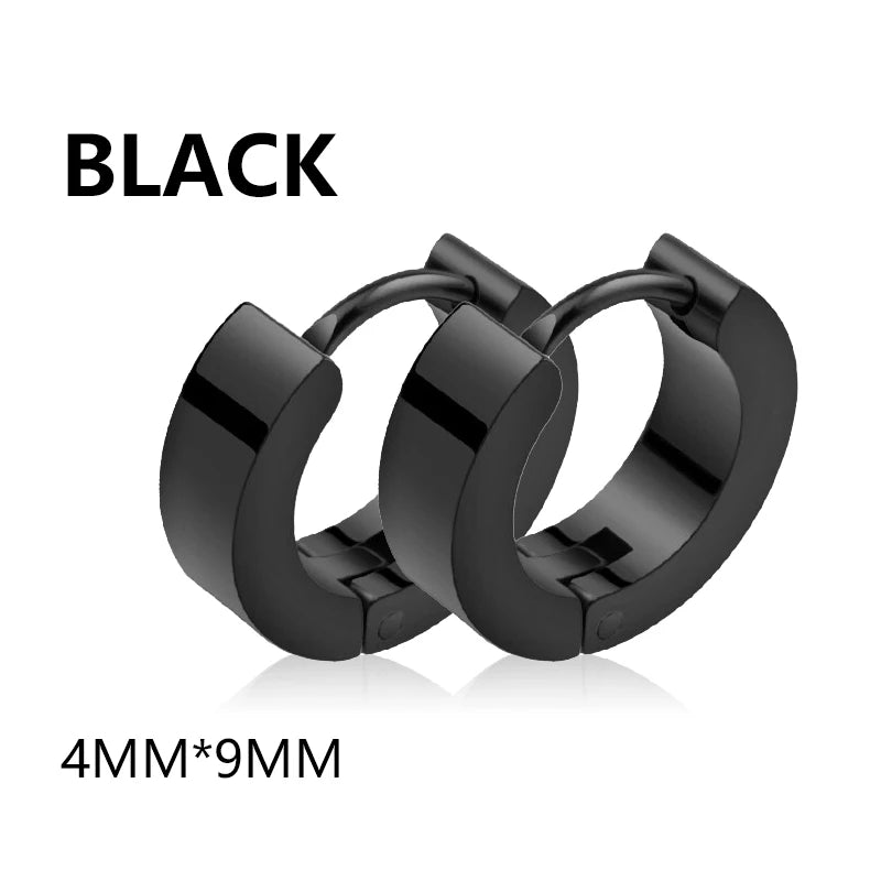 Men Stainless Steel Punk Hoop Earrings