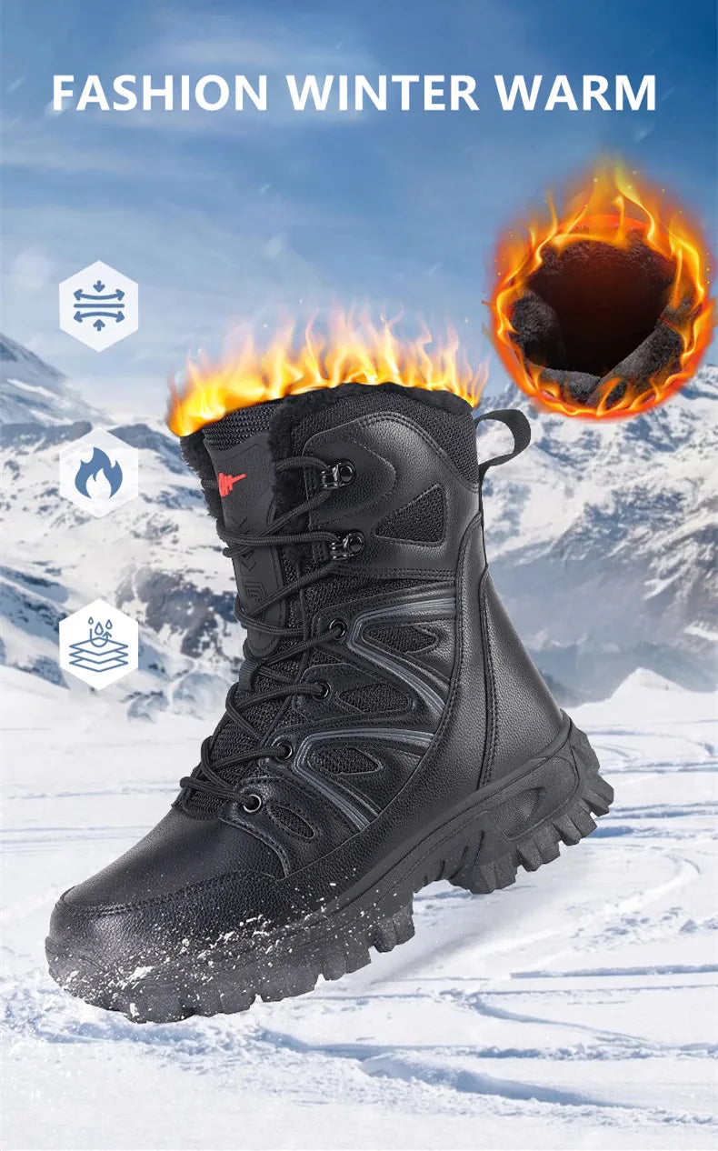 Men Winter Men Snow Boots Super Warm Men Hiking Boots High Quality Waterproof Leather Men's Boots Outdoor Motorcycle Boots